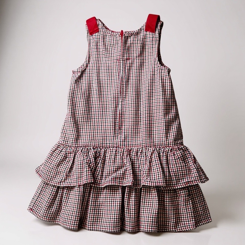 Gymboree Girl's Size 6 Dress Houndstooth Red Ruffle Sleeveless Party - Picture 2 of 4